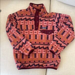 Patagonia Fleece Pullover in Pink and Orange